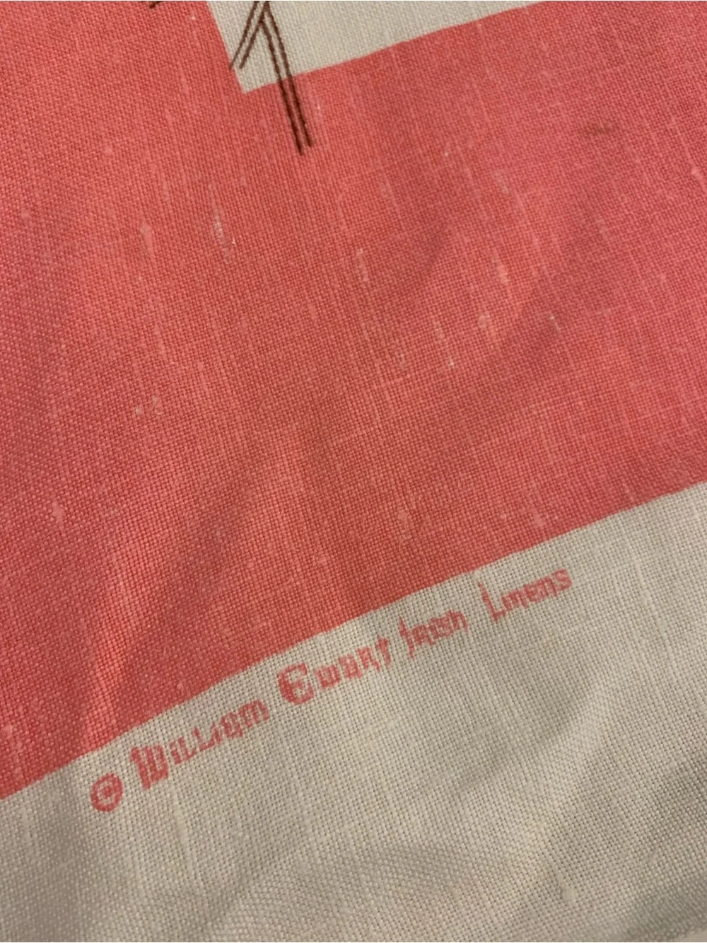 Vintage Linen Tablecloth White w/ Pink Lilies By William Ewart Irish Linens 65”